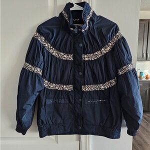 Floral Trim Navy Jacket